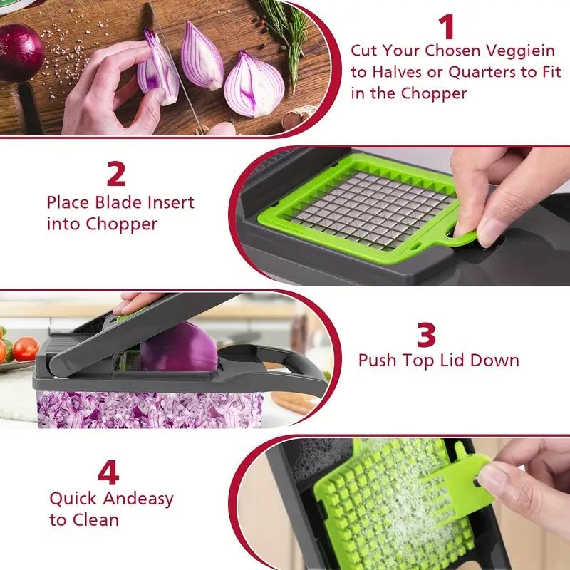 Vegetable Chopper Slicer 14-in-1 with Spice Chopper Set 7 Blades Veggie Dicer Onion Fruit Cutter