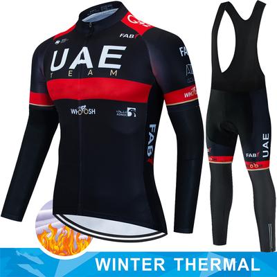 Men's Cycling Outfit UAE Winter Thermal Fleece Clothing 2026 Jersey Mountain Bikes Suit Man Bib Termal Pants Retro Road Shirt