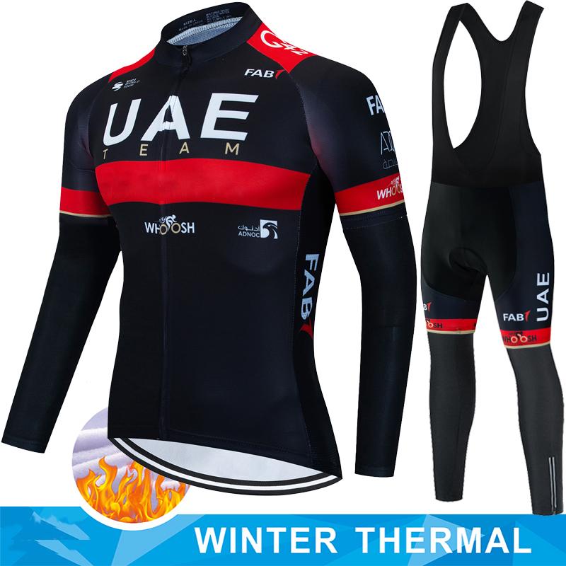 Winter Fleece Cycling Jersey Men's Shirt UAE Thermal Set Clothing Sets Man Clothes 2026 Bib Ciclismo Hombre Bicycle Suit Bike