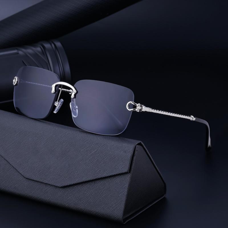 Boîte à lunettes de soleil sans monture avec bordure Lunettes de soleil Homme Lunettes tendance