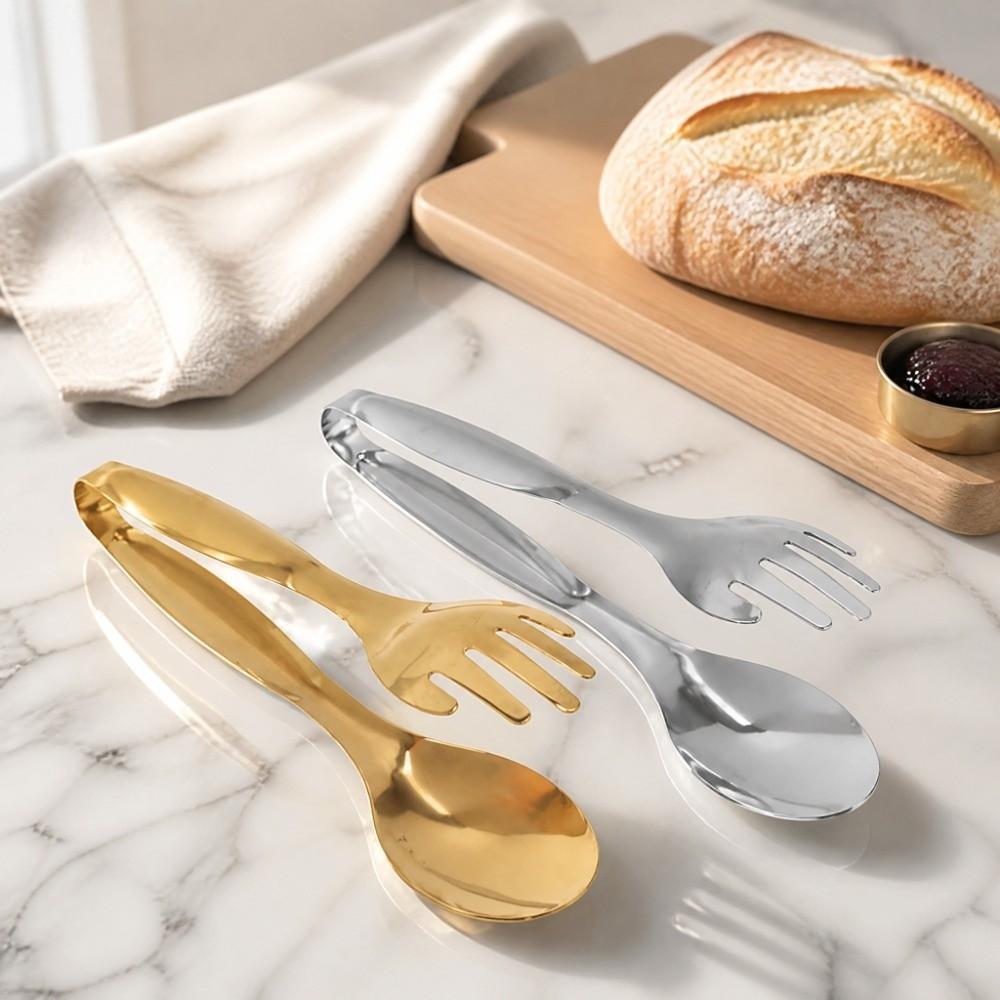 2 PCS Stainless Steel Serving Tongs Gold Silver Buffet Tongs Durable Salad Tongs Home Kitchen