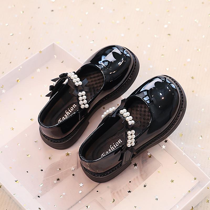 

Девочки кожаные туфли 2025 осень новые детские жемчужный бант туфли принцессы девочки туфли для выступлений Мэри Джейн одинарные туфли 26-30 yards, 5 pairs in one hand чёрный