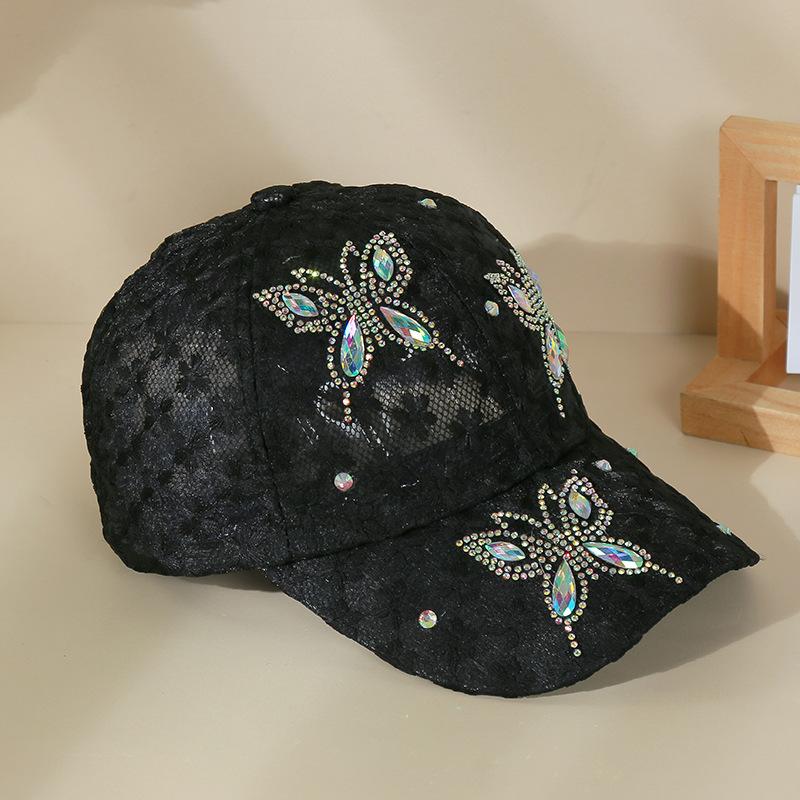 Sun Hat Children Sweet Rhinestone Flower Fashion Cap Versatile Casual Mesh Breathable Baseball Hat