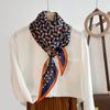Premium trend simple geometric printing simulation silk single-layer parallel scarf women's niche retro wool feel silk scarf