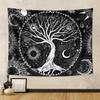 1pc Tree of Life tapestry wall hanging, sun, moon, stars black and white tapestry, Milky Way wall tapestry