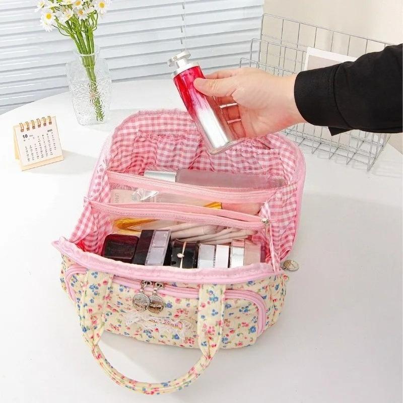 Women's Floral Makeup Bag New Arrival Travel Toiletry Cosmetic Pouch Large Capacity Portable Hand Carry Organizer Case