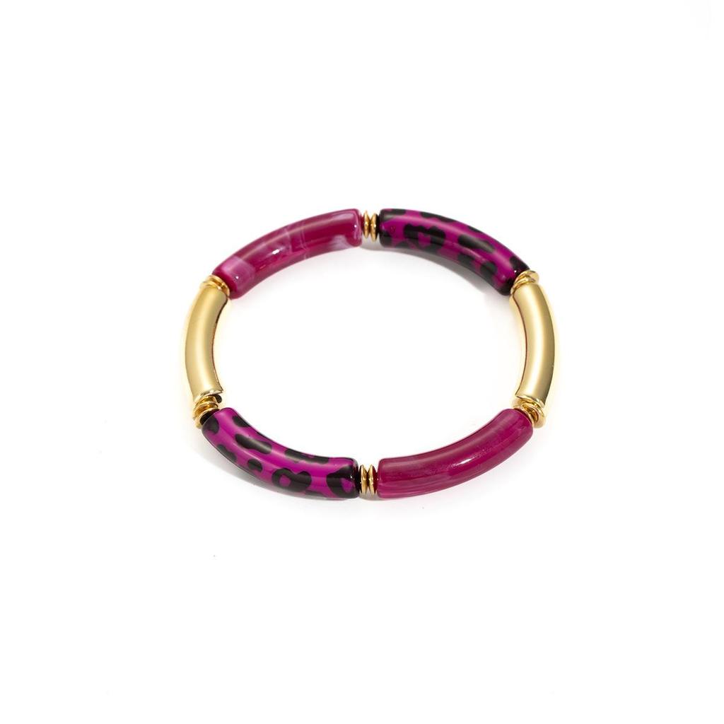 Bracelet Géométrique en Bambou Imprimé Léopard pour Femme - Accessoire de Mode Haut de Gamme