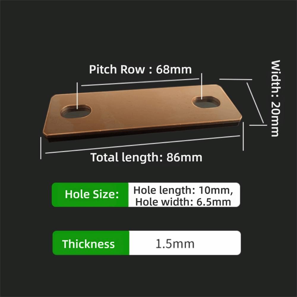 M6 screw holes Bus Bars Connector Flat Red Copper Pickling Busbar Busbar Connector LiFePO4 Cell