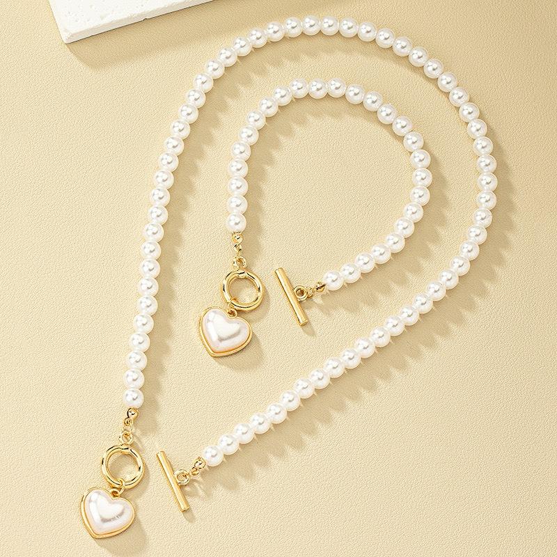 Retro Pearl Necklace and Bracelet Female Vintage Jewelry Sets