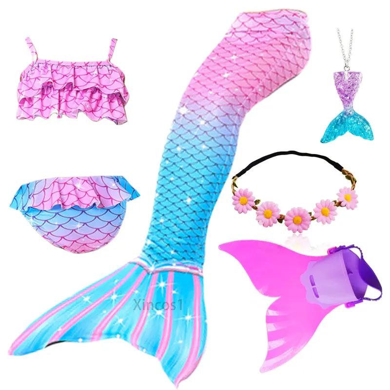 Mädchen Schwanzflosse Meerjungfrau Kostüm Kleid Cosplay Weihnachten Geburtstag Geschenk Badeanzug Kann Monoflosse Finne Hinzufügen Halloween Kostüm