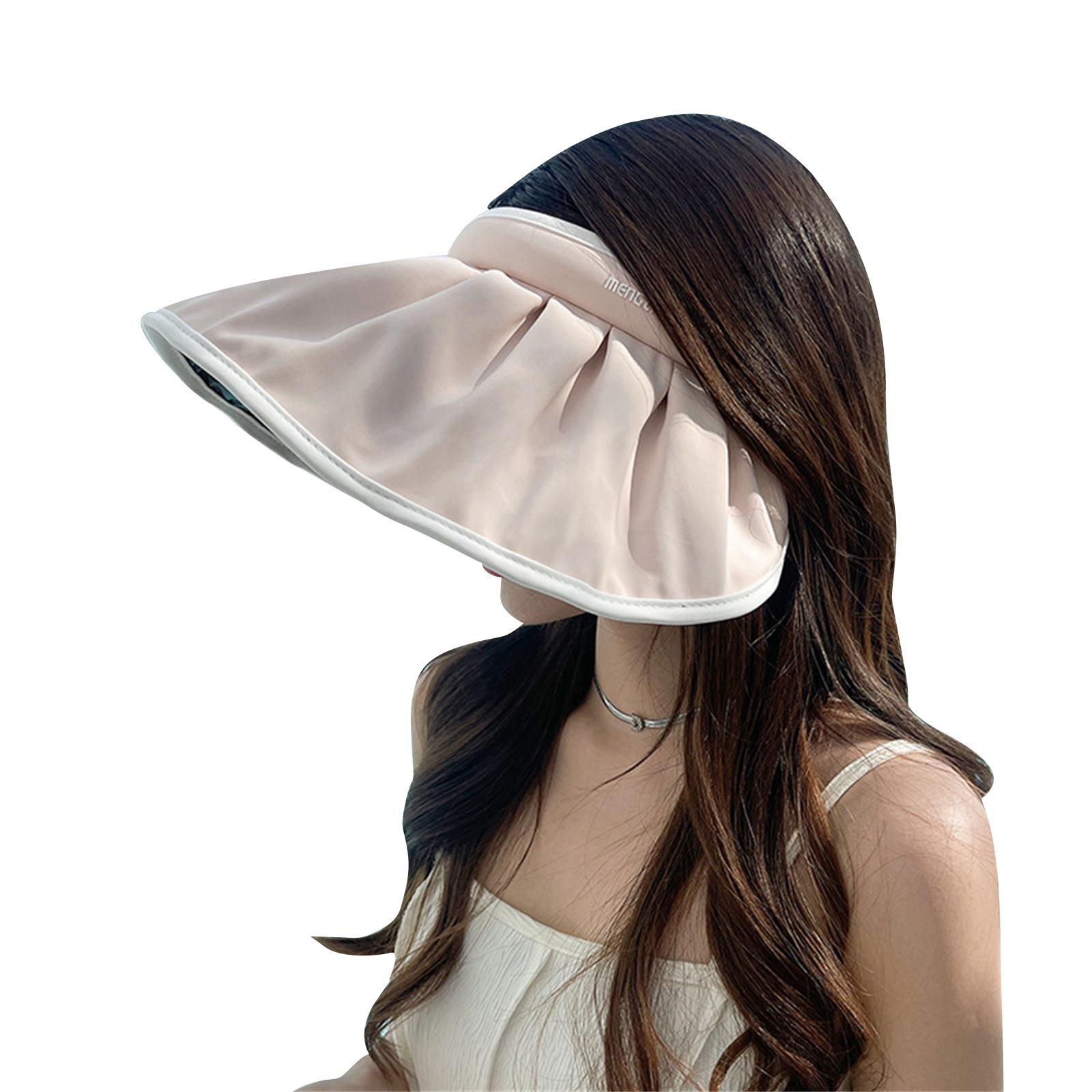 

Женская летняя шляпа складная шляпа от солнца с отверстием для хвостика женская шляпа-козырек летняя шляпа-козырек защита от УФ-лучей широкие поля розовый