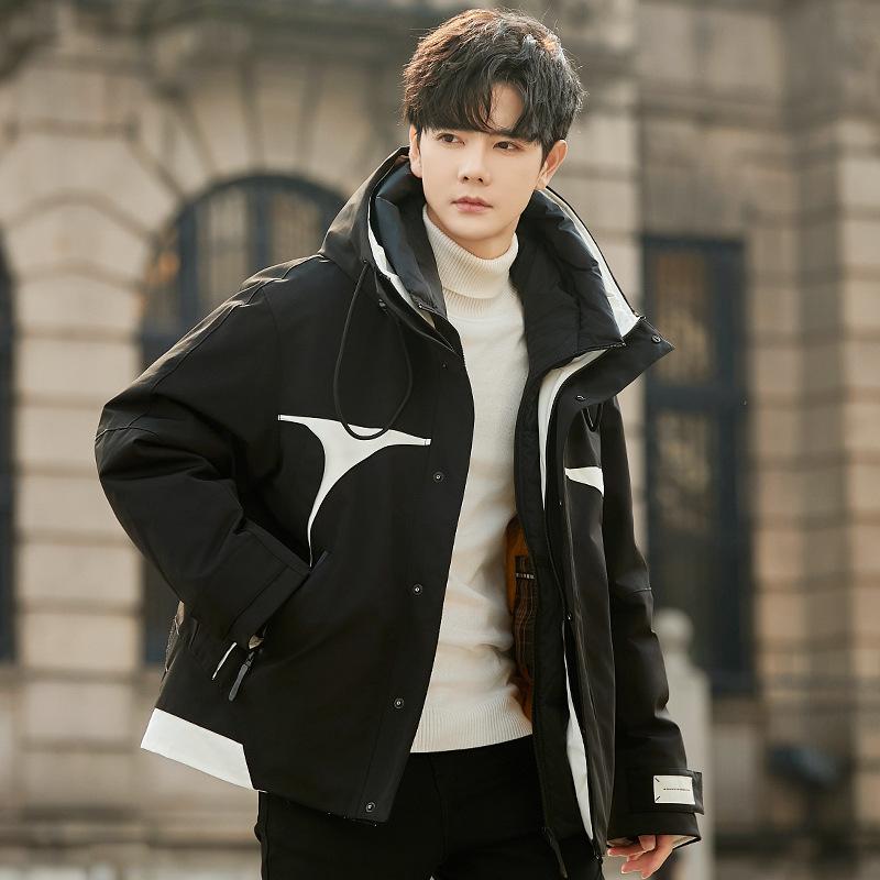 

Пуховик Tooling Мужской Зимний Утепленный Мужской Искусственный Двойка Короткая Куртка Куртка 3XL чёрный