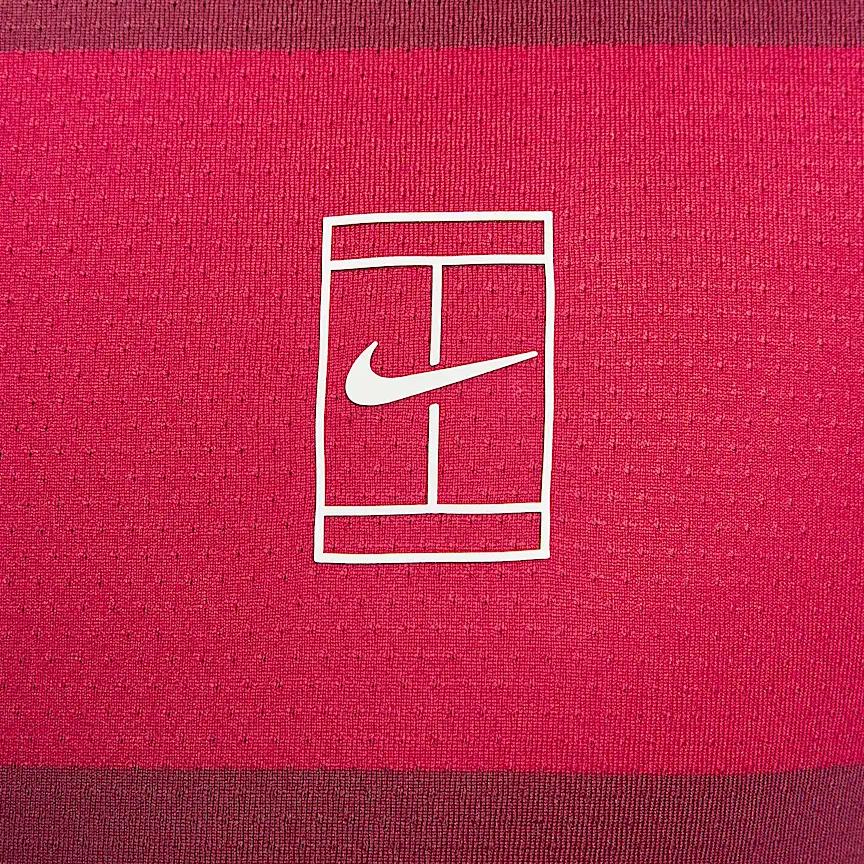 Nike Court Advantage Dri-Fit FW24 Logo Quick-Dry Breathable Color-Block Tennis T-Shirt Men Tops Team-Red Washed-Coral White FZ9846-677