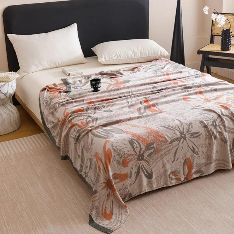 2025 New Smooth Bamboo Fiber Jacquard Multifunctional Double-layer Gauze Cold Blanket Towel Quilt