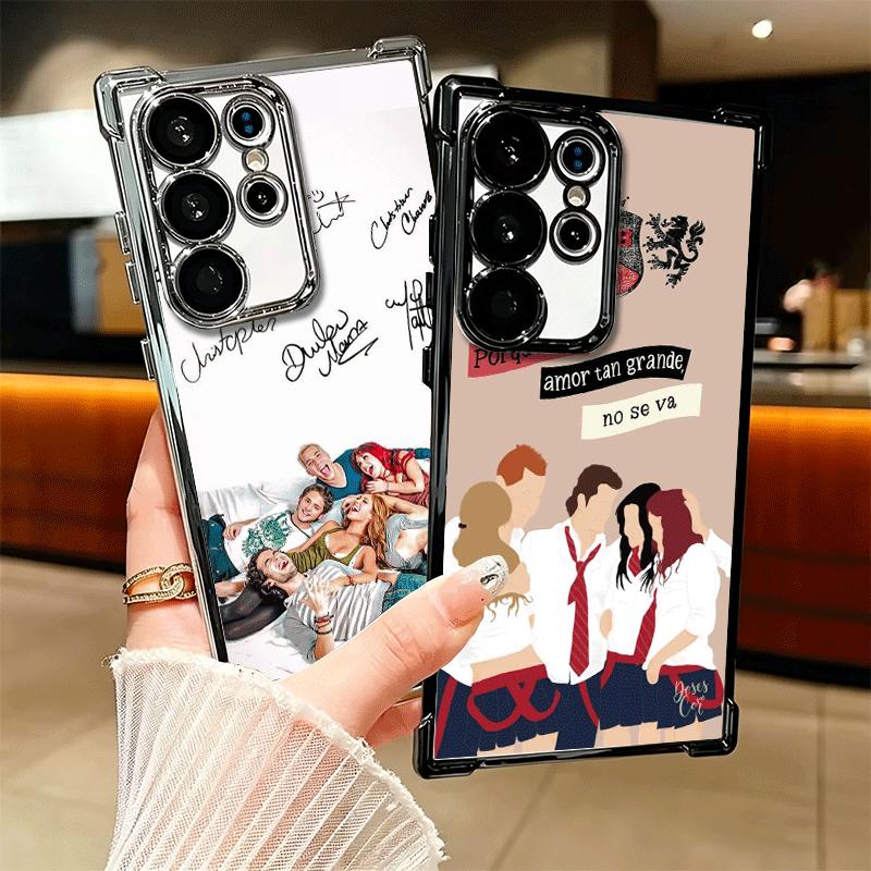 F-Fashion RBD R-Rebelde Plating Phone Case For Samsung Galaxy S24 S25 FE S26 Edge S23 Ultra S22 S21 Plus S20 Anti-Fall Airabag C