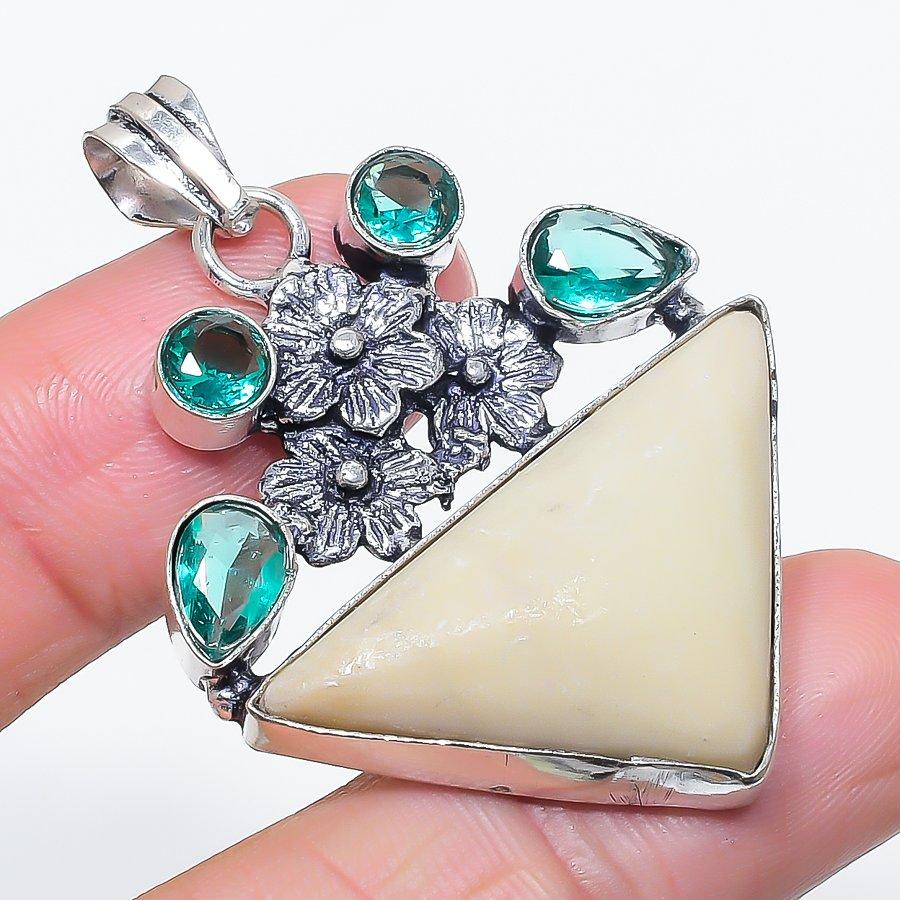 

Натуральный швейцарский зеленый опал, турмалин, подвеска из стерлингового серебра 925 пробы 2,01 D9p42