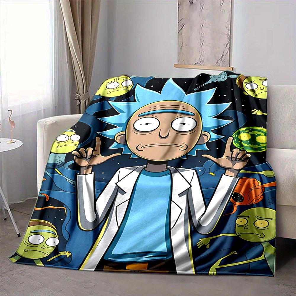 1pc Rick Sanchez Blanket Lightweight Flannel Throw For Sofa, Bed, Travel, Camping, Livingroom, Office, Couch, Chair, And Bed