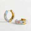 Orecchini a Cerchio Piccoli Floreali Colorati Vintage Fiori e Piante in Metallo Smaltato Cerchio Huggie Hoops Gioielli Trendy da Donna Regalo