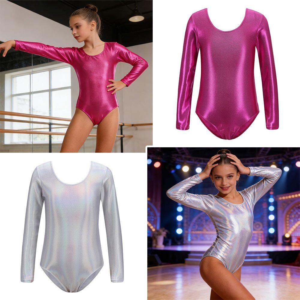 Elastic Dance Leotards Long Sleeve Ballet Dance Outfit Girls Gymnastics Leotards Performance