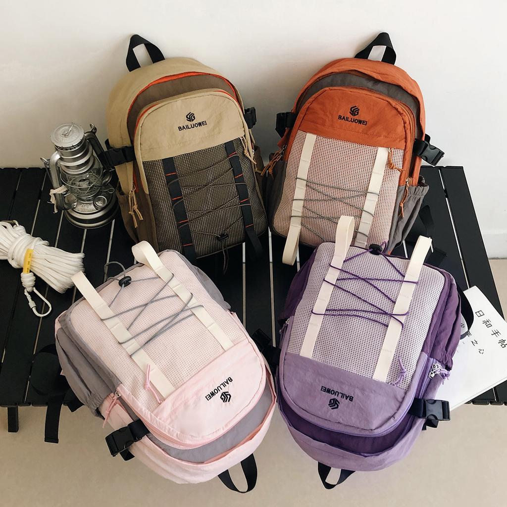 Schoolbag Korean Version Drawstring Niche Design Casual Backpack Large Capacity Outdoor Mountaineering Bag Women Commuter Backpack Student Schoolbag