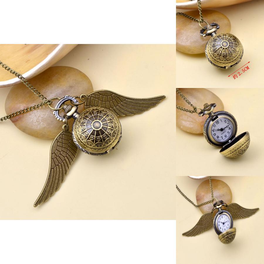 Encantador Regalo de Navidad Snitch Dorada Bola Alada Retro Reloj Collar Con Atractivo Vintage Atemporal