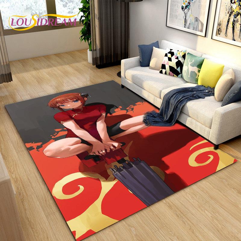 Anime Gintoki Kagura Gintama Area Rug,Carpet Rug for Living Room Bedroom Sofa Doormat Decoration, Kids Play Non-slip Floor Mat