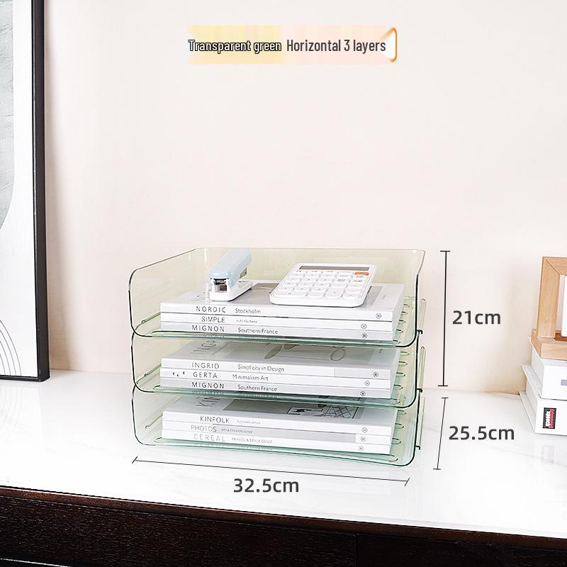 Acrylic Multi-Layer A4 Desktop Document Organizer - Transparent Stackable File Holder