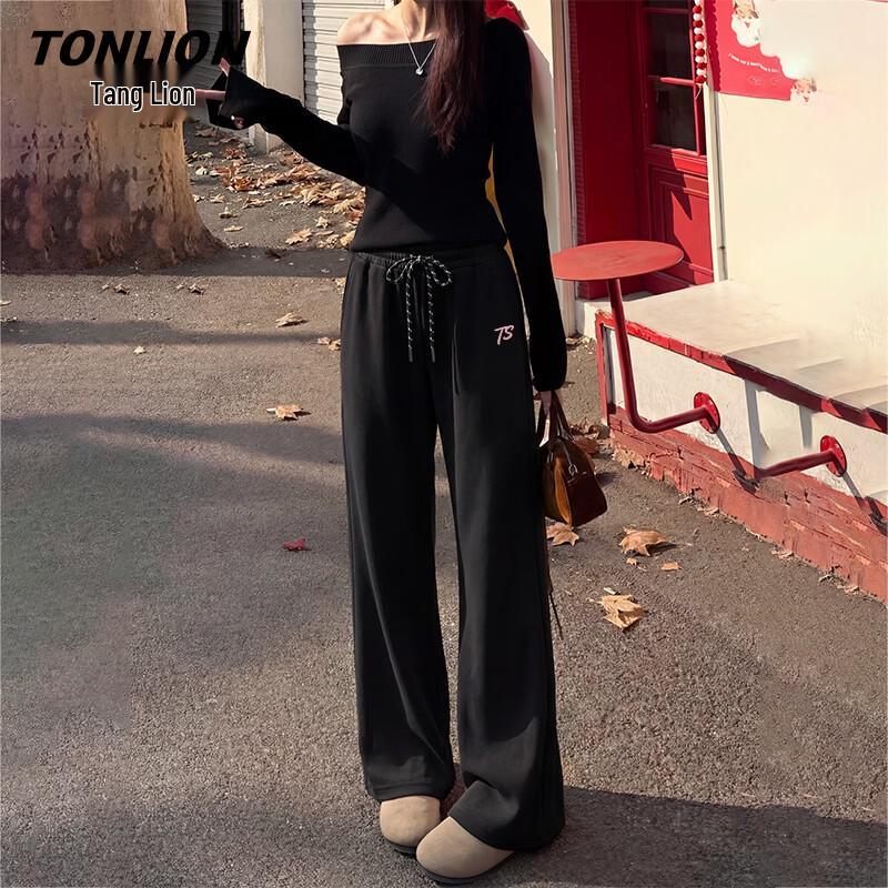 TonLion Women s High-Waist Flared Yoga Pants L чёрный
