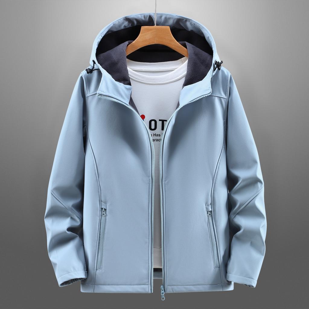 Autumn Winter Lightweight Hooded Soft Shell Jacket, Fashion Warm Jacket for Male Female, Couples Coat Windproof Waterproof Outdoor Business Leisure