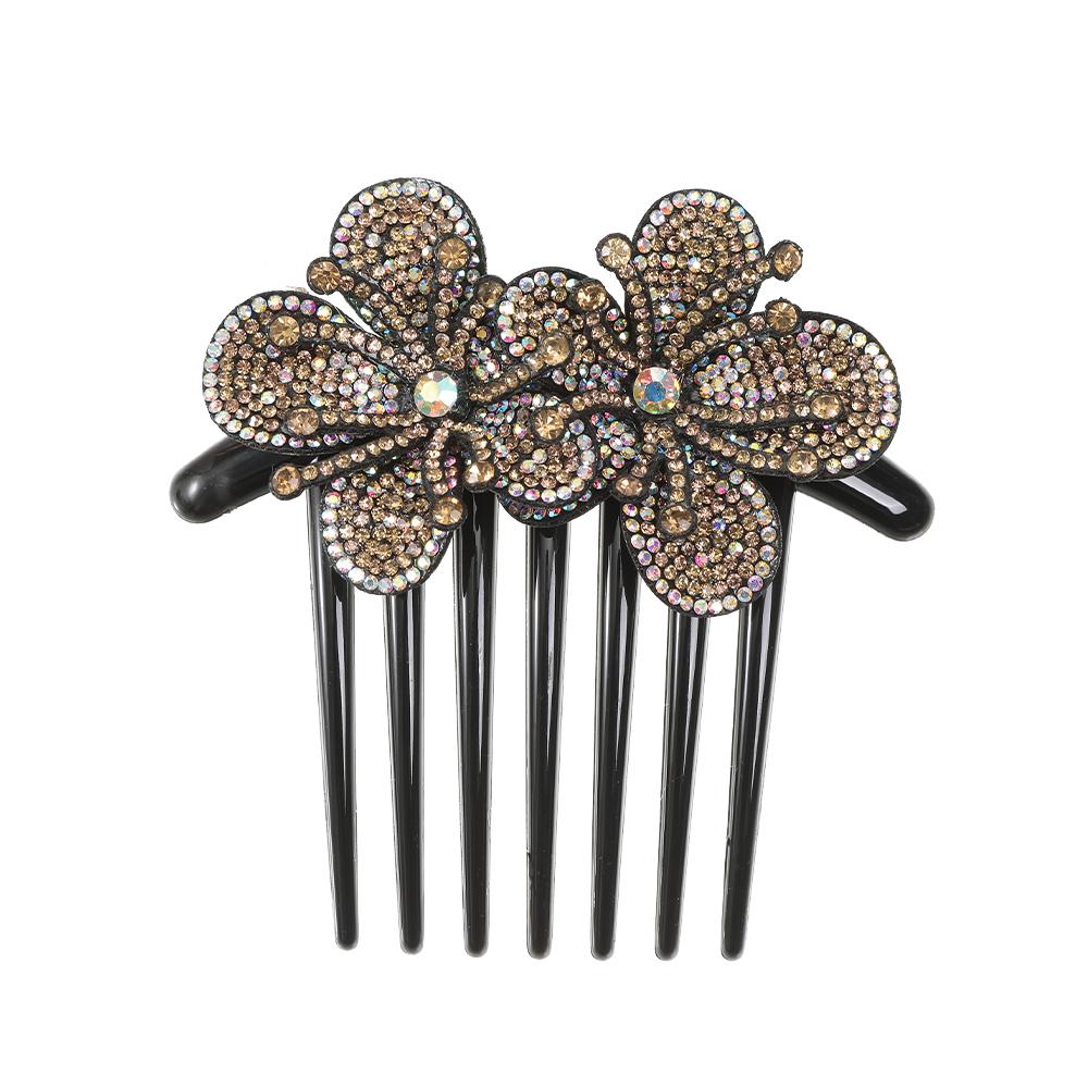 Molans Flower Crystal Hairclips Fashion Hair Maker Bun Hair Combs Plastic Shiny Hairpins for Women Hair Accessories