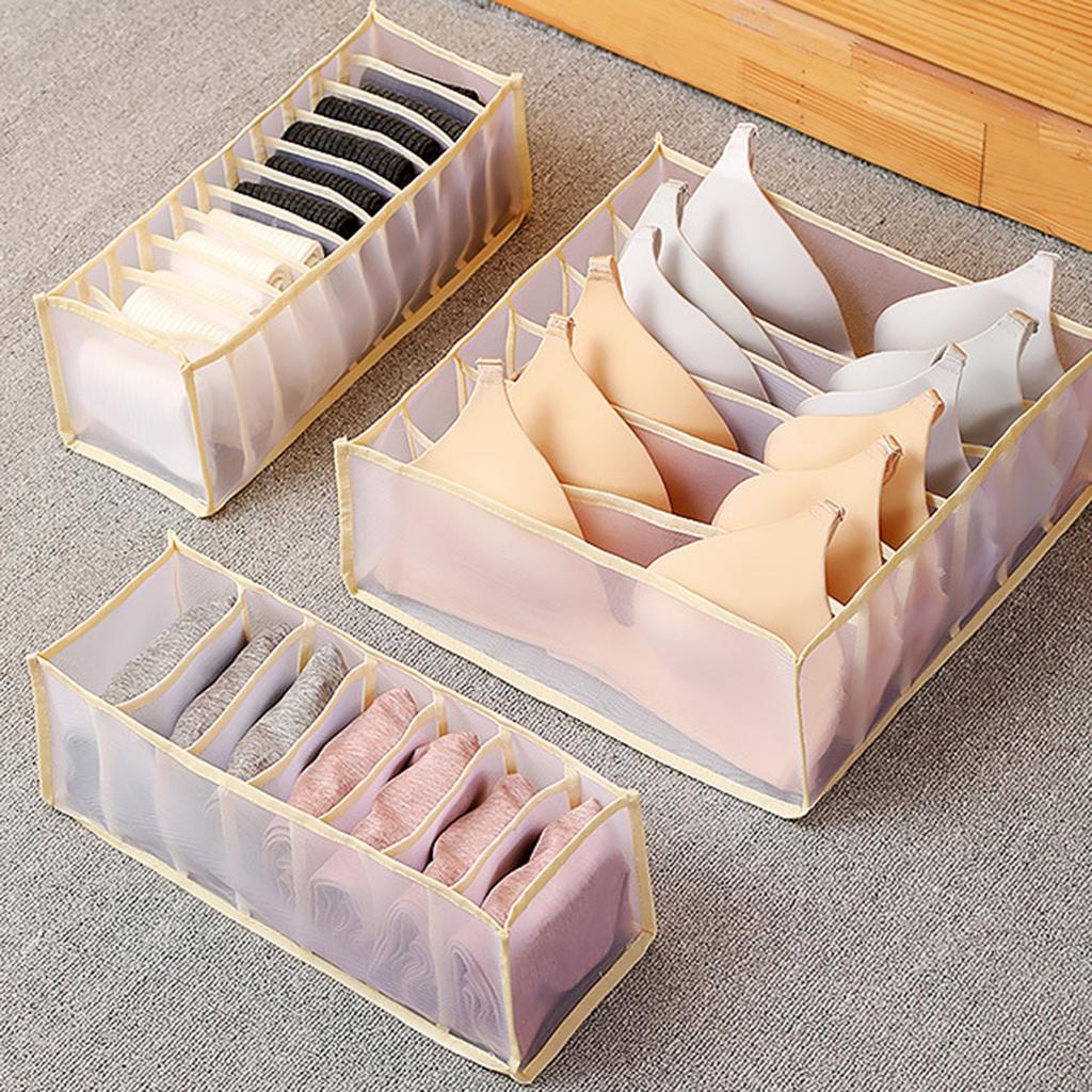 Foldable Underwear Storing Box Home Use Storage Drawer Divider Mesh Grid Organizer for