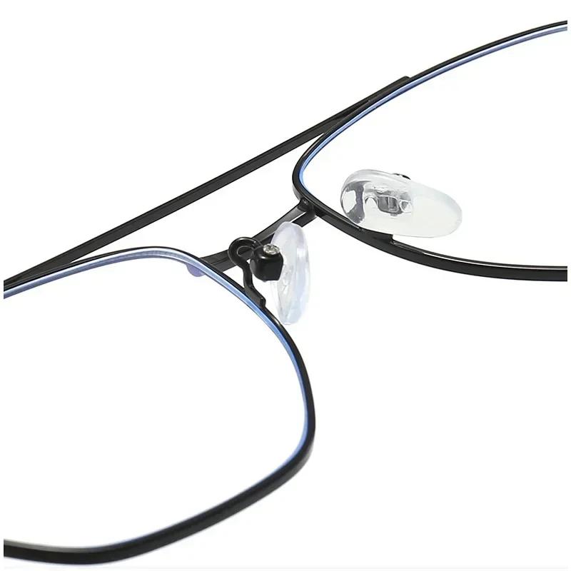 Stainless Steelanti Blue Light Lens Plain Glasses New Flat Light Mirror Double Beam Literature Mirror Frame High Quality