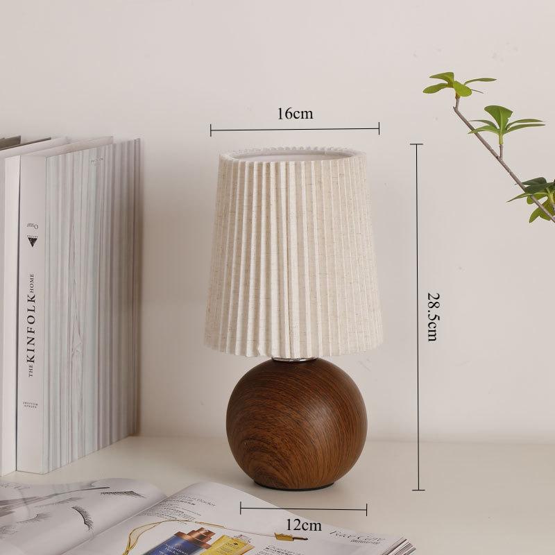 Retro LED Table Lamp Bedroom Fabric Pleated USB Study For Home Room Decor Desktop Decorative Ambiance Bedrooms LED Bedside Lamps