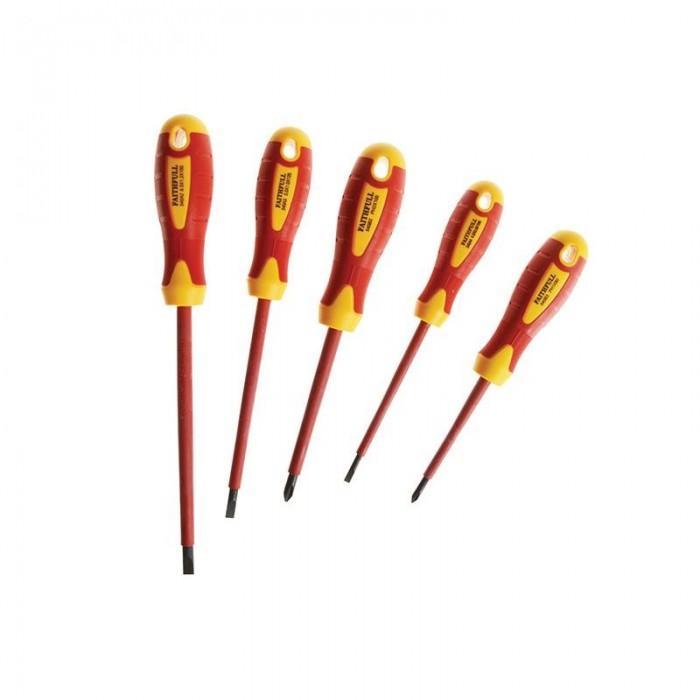 Faithfull Vde Soft Grip Screwdriver Set, 5 Piece