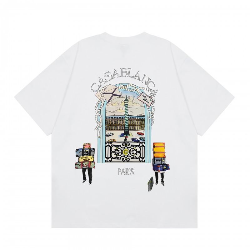 2026 Casablanca Print Loose Fit Cotton T-Shirt Men Youth Casual Wear