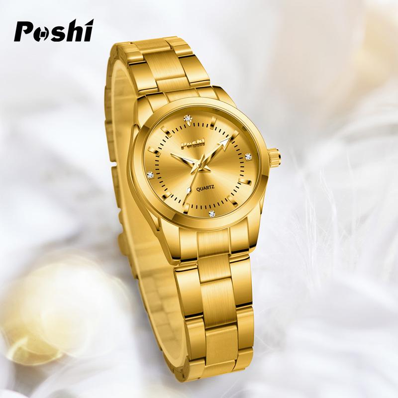 Waterdicht Mode Roestvrij Staal Dames Luminous Kwarts Horloge met Eenvoudige Band