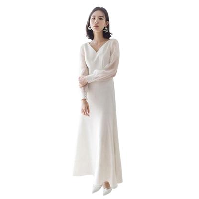 White Wedding Dress for Overseas Long Long Perfect for Bridal and Receptions [88flix] Weddings, Length, Sleeves, (L)