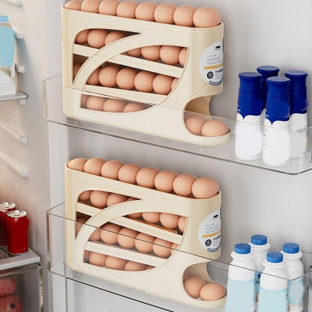 Frischhalte 4-stöckiger automatischer rollender Eierständer Kunststoff-Eierhalter Kühlschrank