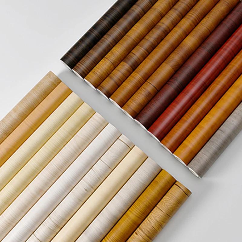 Waterproof Wood Vinyl Wallpaper Self Adhesive Wallpapers Doors Cabinet Desktop Modern Furniture Decorative Wall Paper