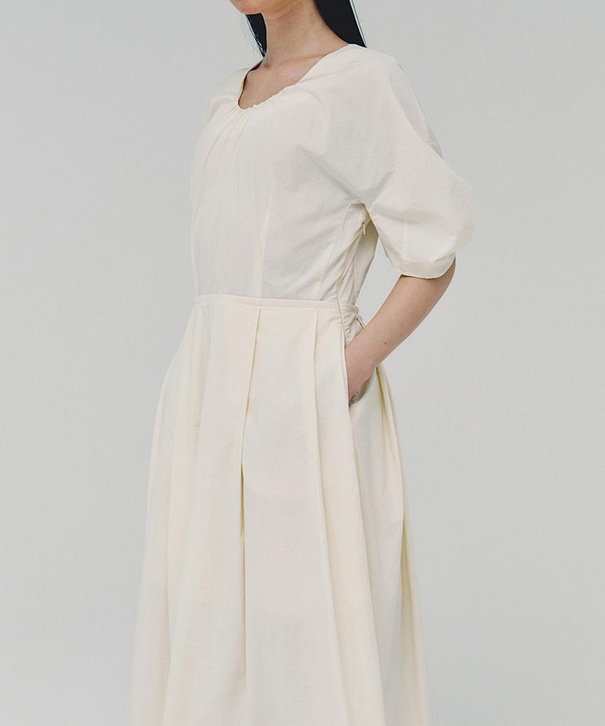 Awi Lantern Sleeve Dress_Cream