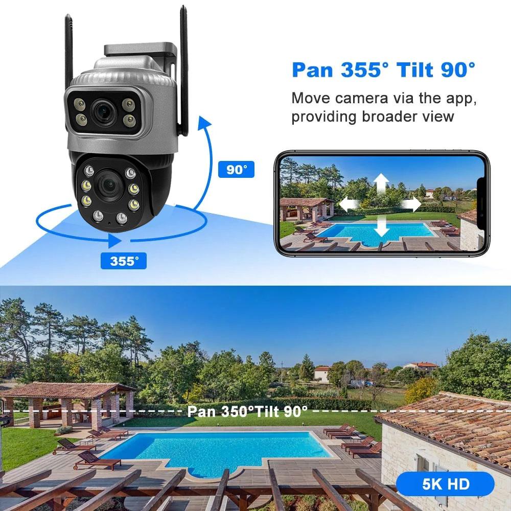 Dual Lens 4G IP Camera 8MP 4K Waterptoof Outdoor Surveillance Monitor Smart Home Night Vision V380 Pro CCTV Security Protection