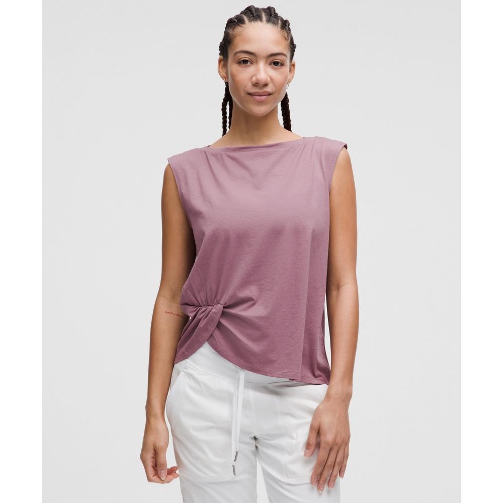 

Lululemon Майка из хлопковой смеси с перекрученным передом, цвет Cyber Violet XXS