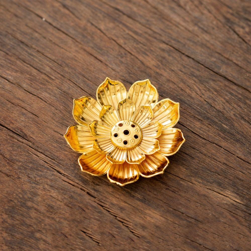 Lotus Design Incense Burner 6 Holes 2/3 Layer Lotus Aromatherapy Stand Vintage Detachable Ash Catcher Incense Burning Tray