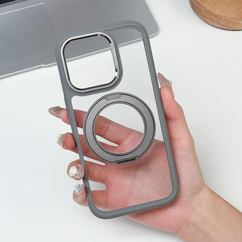 For Apple 13/14/15/16/17 Series Transparent Simple Magnetic Lazy Stand for IPhone Case