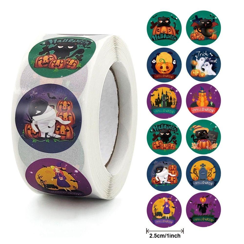 

500 шт. наклейки на Хэллоуин, тыква, привидение, летучая мышь, благодарность, печать, наклейка для конфет, сумка для скрапбукинга, подарочная коробка, этикетка, украшение