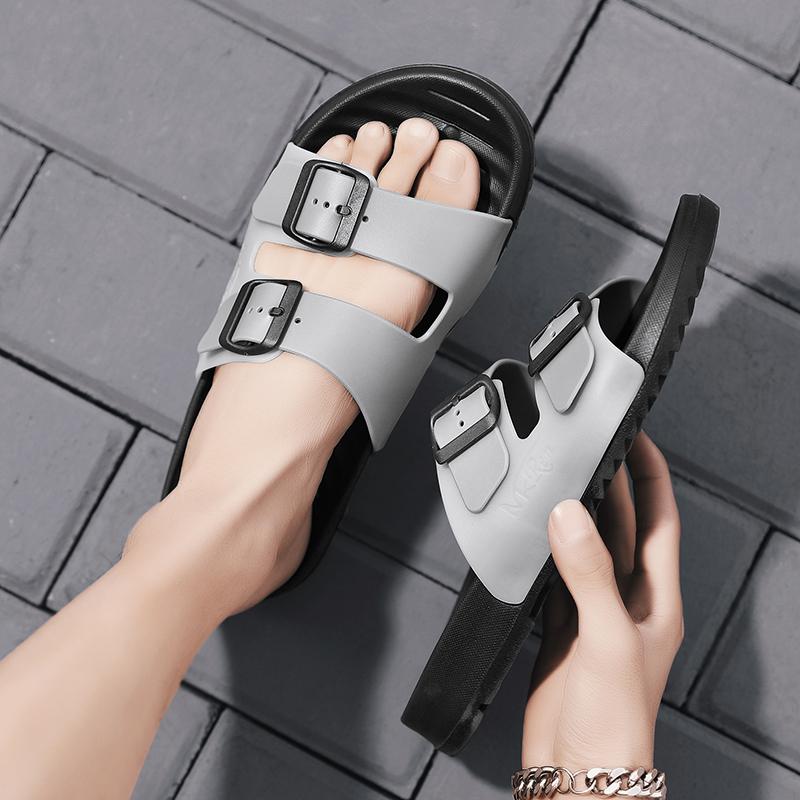 Fashion Women Lightweight Buckle Decor Fastener Large Size 45 46 Sport Sandals Sporty Black Fabric Sandals Summer Men Shoes