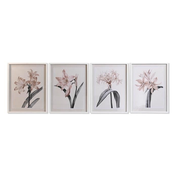 Tableau en verre - 55 x 70 cm - Fleurs - Bouleau - Gris