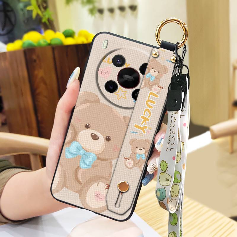 Silikonowe etui na telefon z smyczą dla ZTE Blade V70 Max/Nubia V70 Max Pyłoszczelny pasek na nadgarstek Podstawka Odporny na uderzenia Tylny pokrowiec