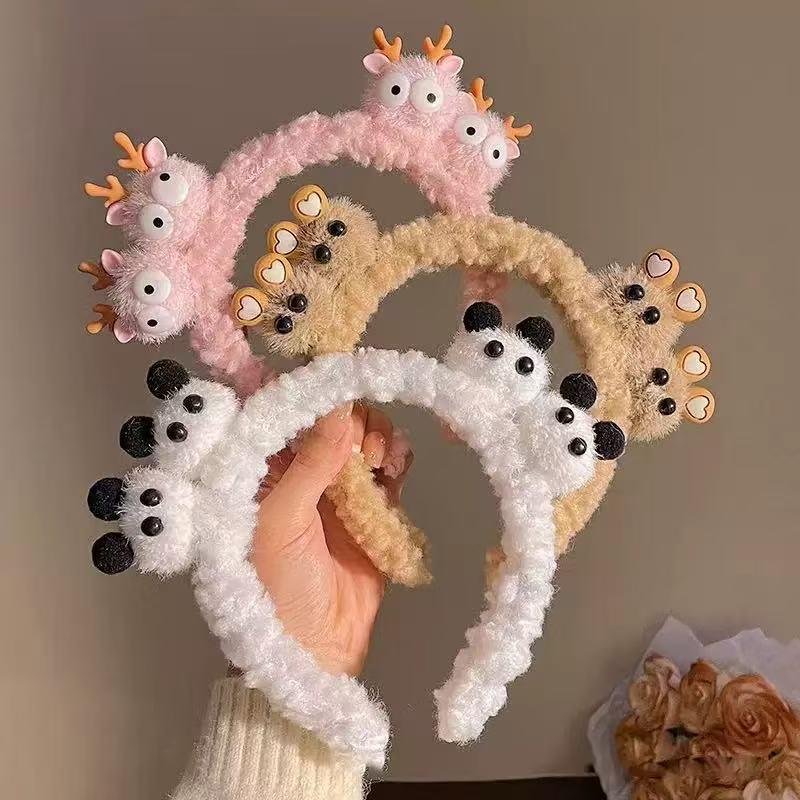 Versatile Cute Bear Plush Headband for Women - Stylish Hair Accessory for Face Washing