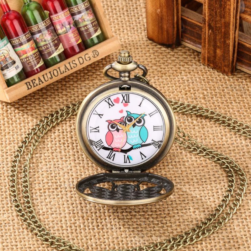 Strass Eule Taschenuhr Vintage Herren Damen Quarzuhren Accessoires Weihnachtsgeschenke
